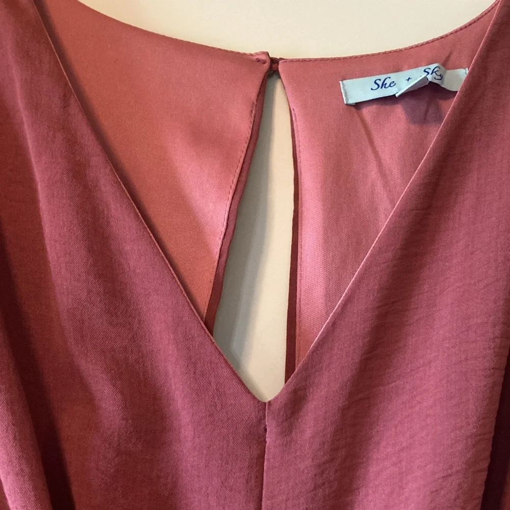Like New Large She & Sky Terracotta Jumpsuit with Tie Front and Slit Back (ABBA) - Picture 4 of 16